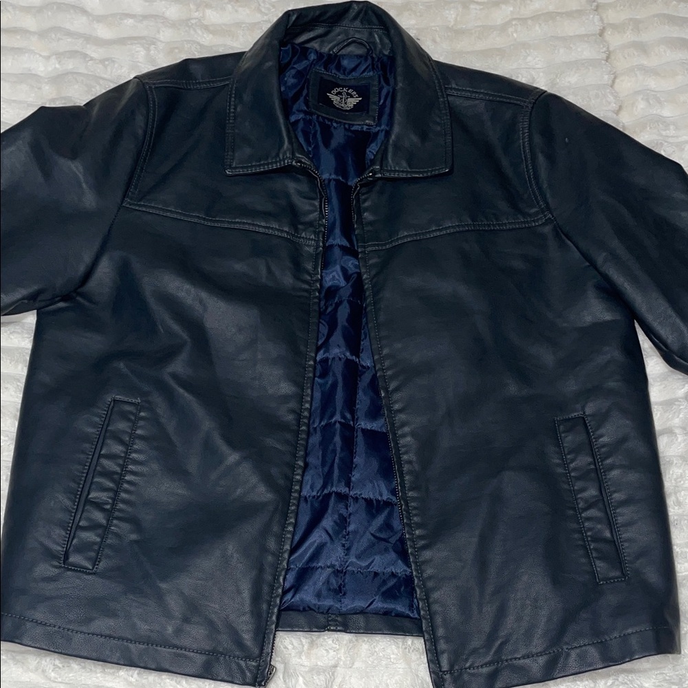 Dockers Men's Navy Leather Jacket